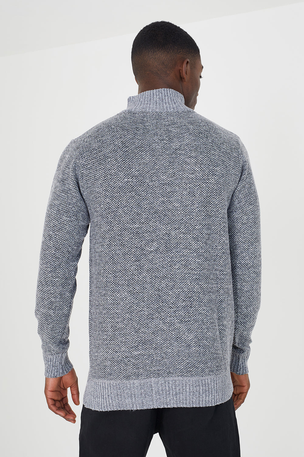Brave Soul Grey Quarter Zip Knitted Jumper - Grey Image 2
