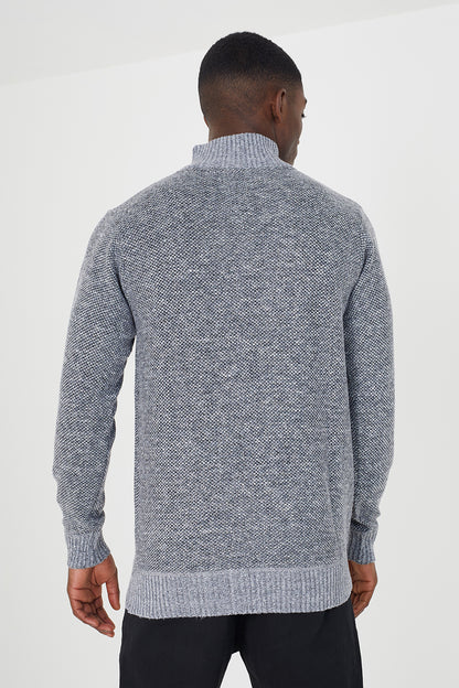 Brave Soul Grey Quarter Zip Knitted Jumper - Grey Image 2