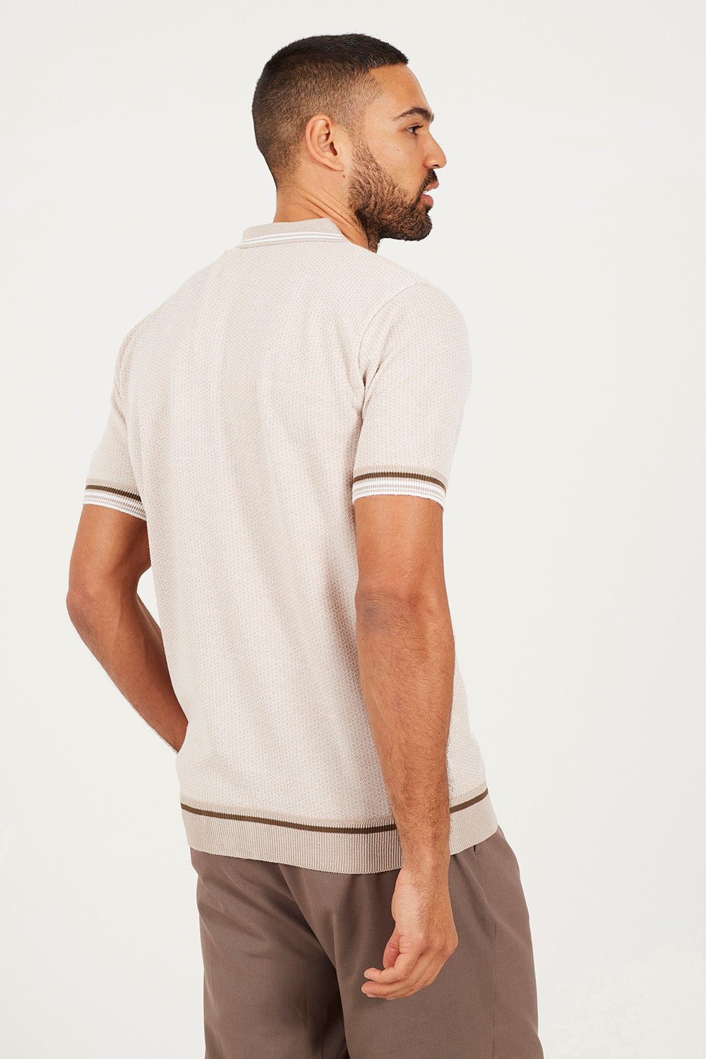 Brave Soul Beige Knitted Short Sleeve Shirt - Beige Image 2