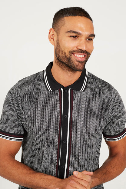 Brave Soul Black Knitted Short Sleeve Shirt - Black Image 4