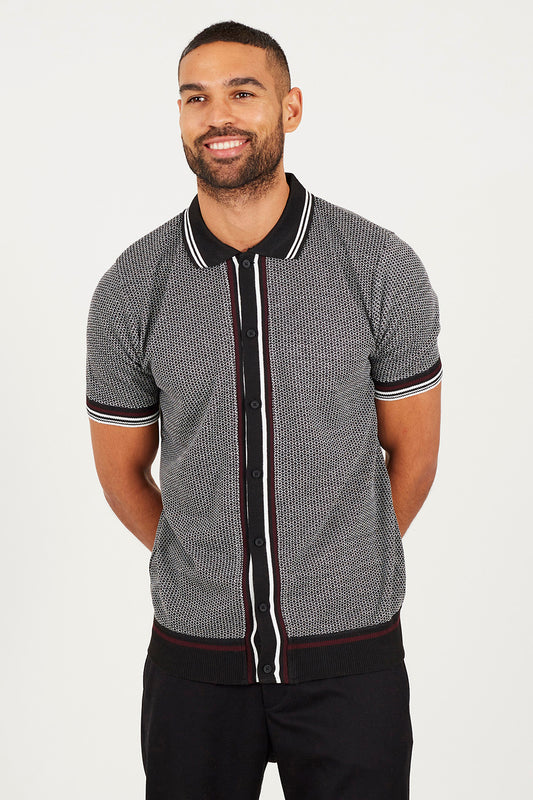 Brave Soul Black Knitted Short Sleeve Shirt - Black Image 1