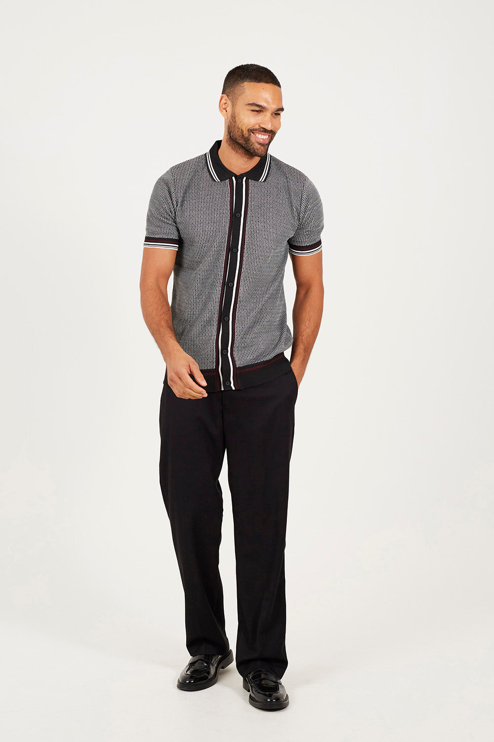 Brave Soul Black Knitted Short Sleeve Shirt - Black Image 3