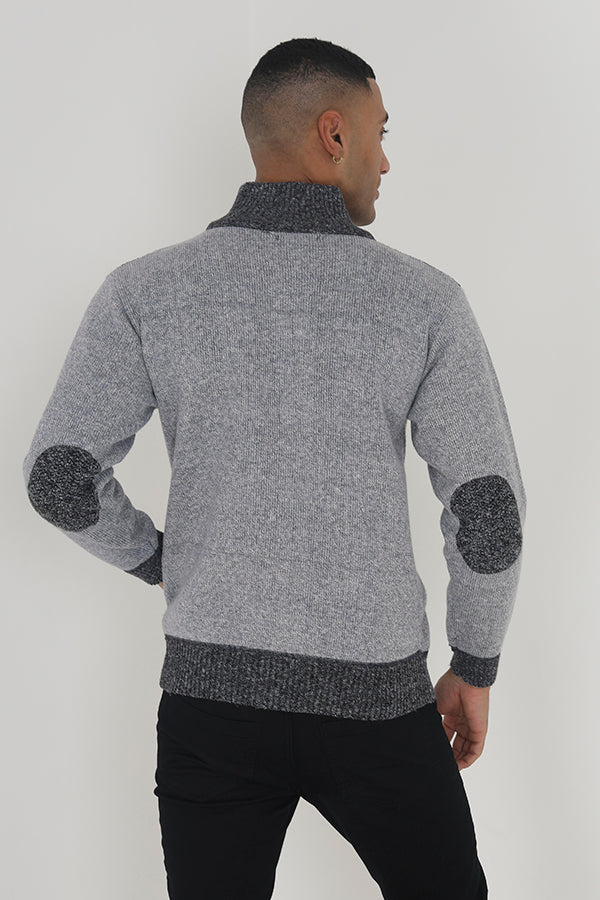 Brave Soul Grey Funnel Neck Knitted Zip Through - Grey Image 2