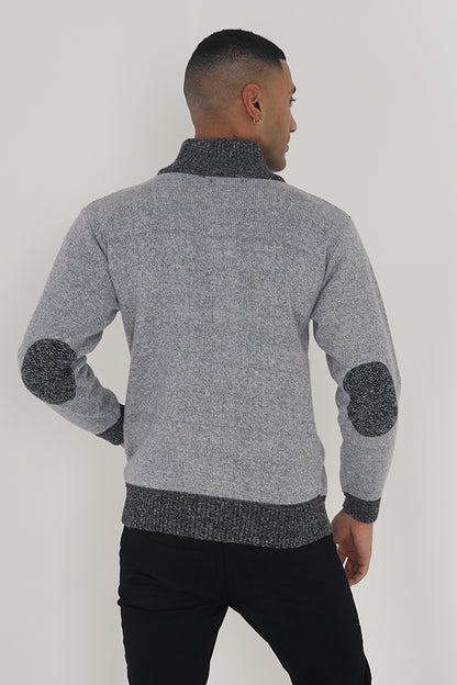 Brave Soul Grey Funnel Neck Knitted Zip Through - Grey Image 2