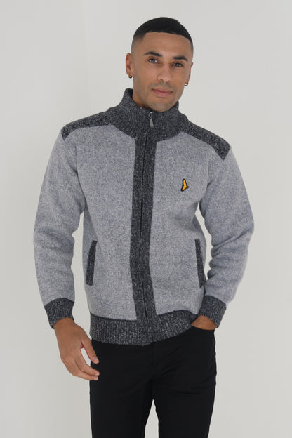 Brave Soul Grey Funnel Neck Knitted Zip Through - Grey Image 3