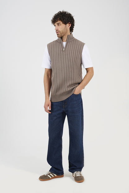 Brave Soul Grey Sleeveless Quarter Zip Jumper - Grey Image 3