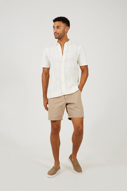 Brave Soul White Knitted Polo Shirt - White Image 3