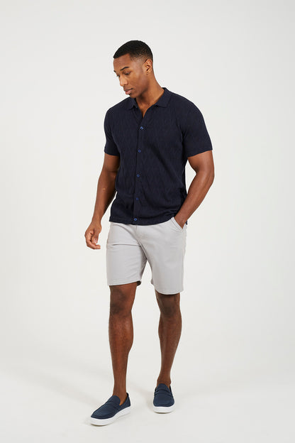 Brave Soul Navy Knitted Polo Shirt - Navy Image 3