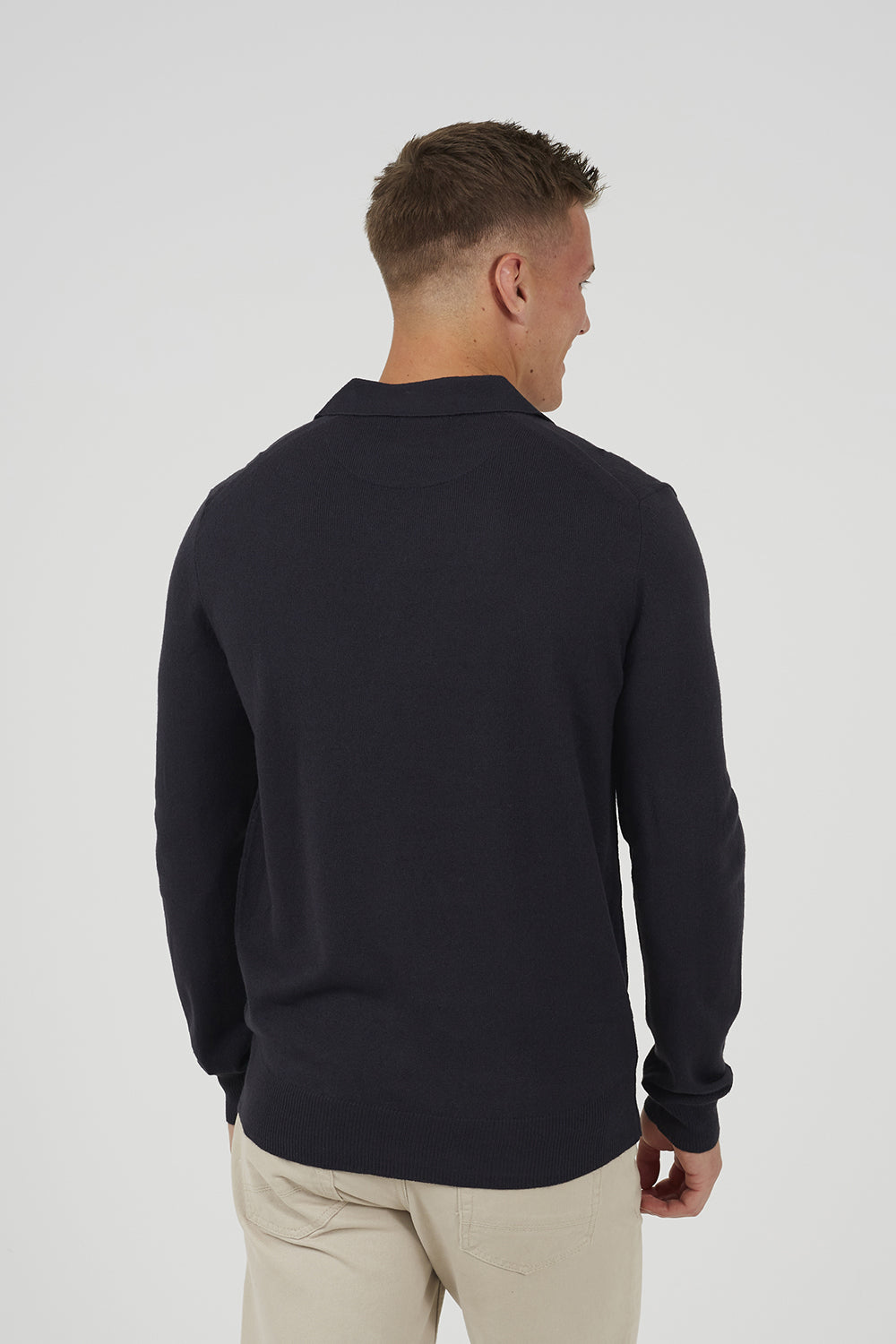 Brave Soul Navy Trophy Neck Knitted Polo - Navy Image 2