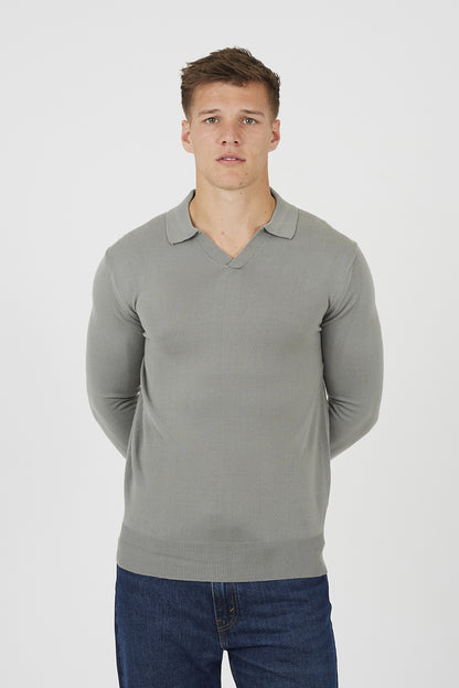 Brave Soul Green Trophy Neck Knitted Polo - Green Image 1