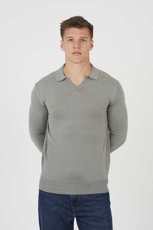 Brave Soul Green Trophy Neck Knitted Polo - Green Image 1