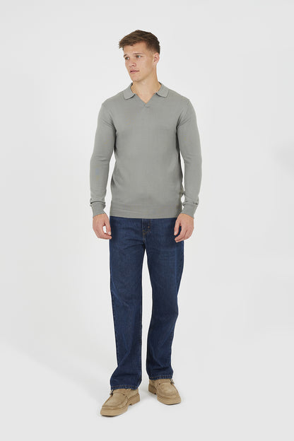 Brave Soul Green Trophy Neck Knitted Polo - Green Image 3