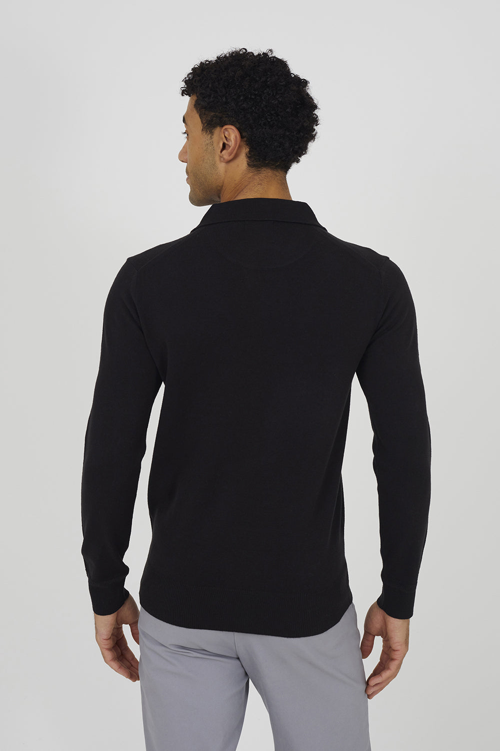 Brave Soul Black Trophy Neck Knitted Polo - Black Image 2