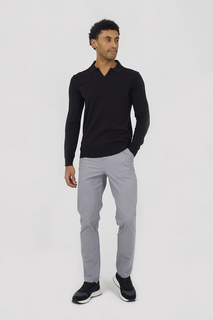 Brave Soul Black Trophy Neck Knitted Polo - Black Image 3