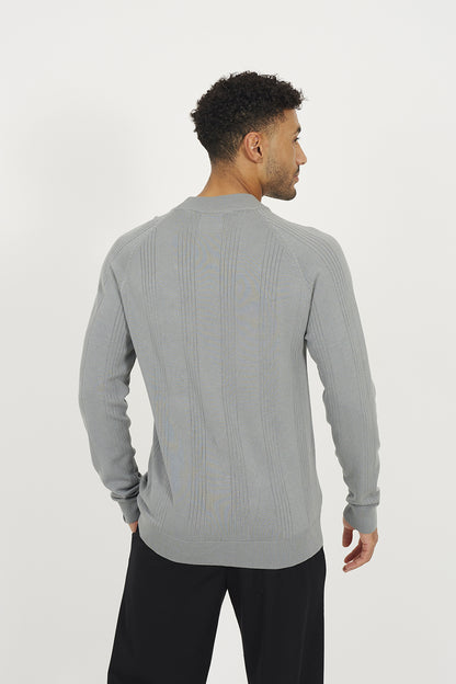 Brave Soul Grey Long Sleeve Ribbed Raglan Jumper - Grey Image 2