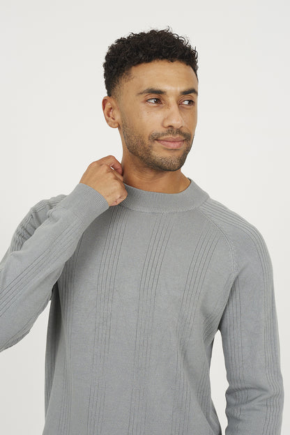 Brave Soul Grey Long Sleeve Ribbed Raglan Jumper - Grey Image 4