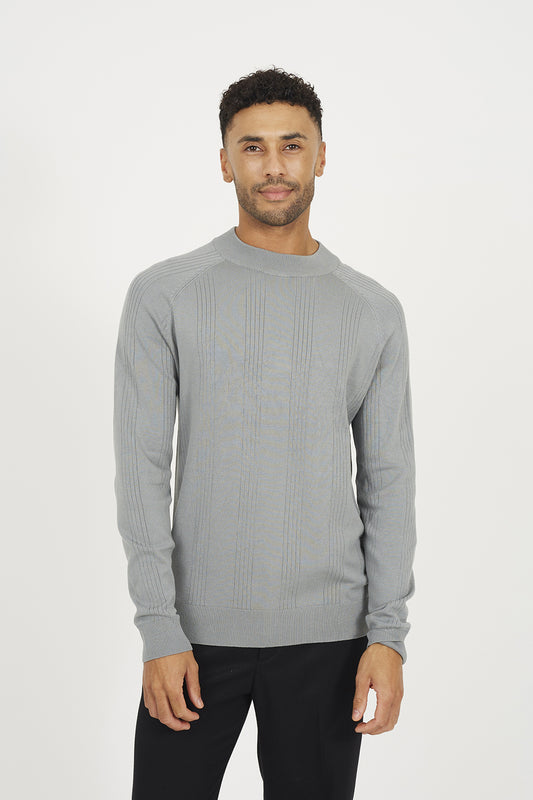 Brave Soul Grey Long Sleeve Ribbed Raglan Jumper - Grey Image 1