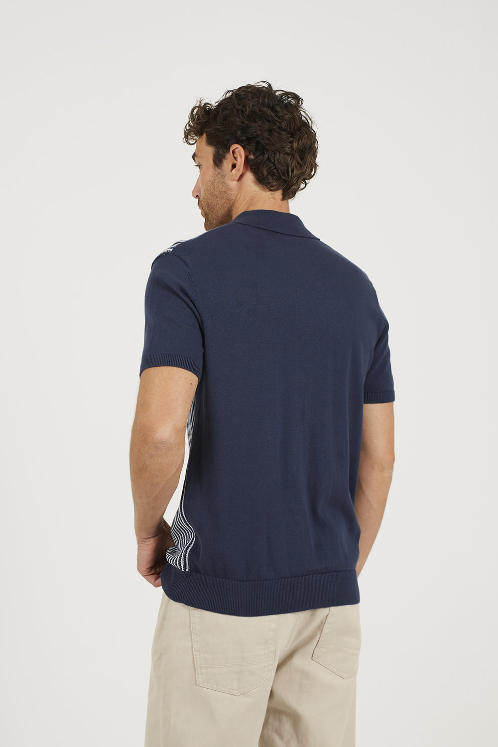 Brave Soul Navy Knitted Short Sleeve Shirt - Navy Image 2