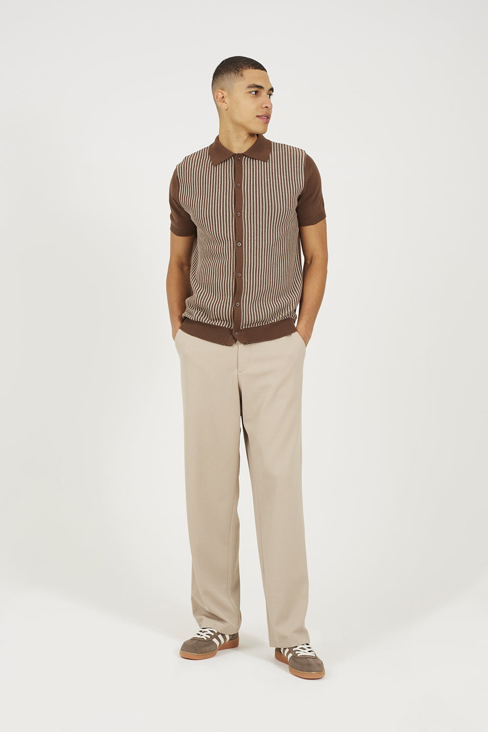 Brave Soul Brown Knitted Short Sleeve Shirt - Brown Image 3