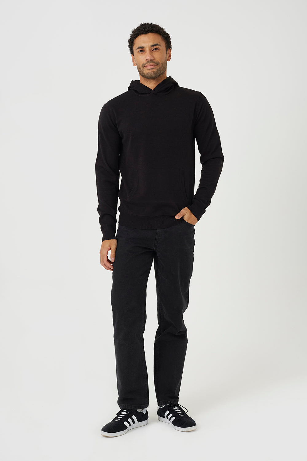 Brave Soul Black Knitted Overhead Hoodie - Black Image 3
