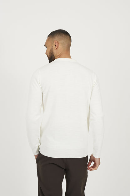 Brave Soul Off White Long Sleeve Knitted Polo - Off White Image 2