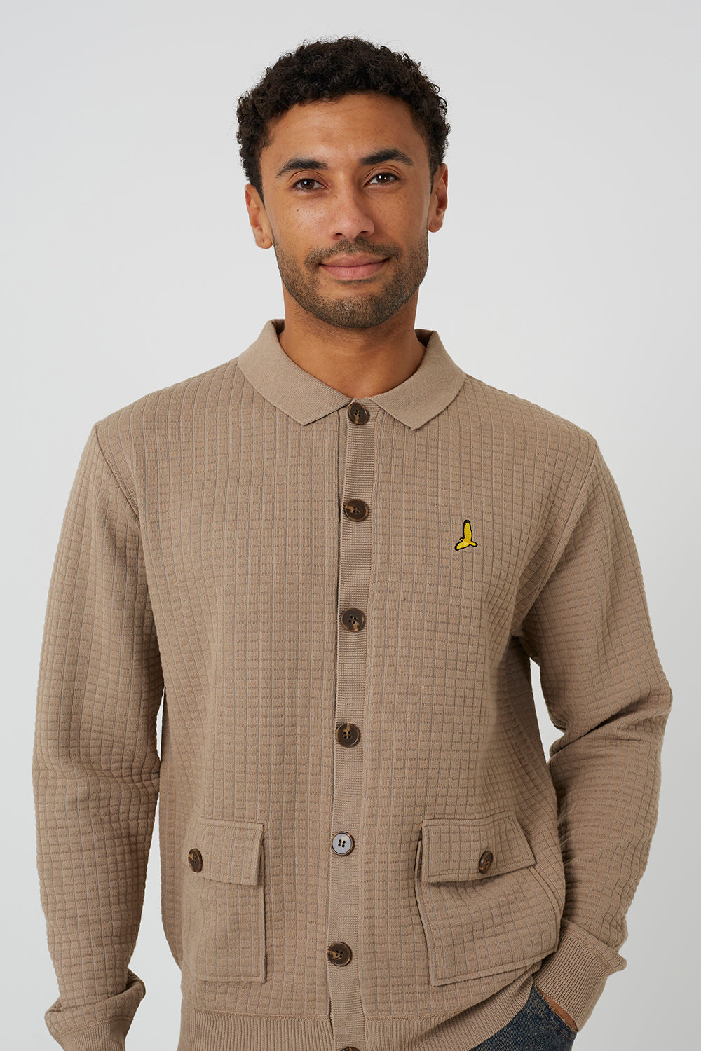 Brave Soul Beige Patch Pocket Knitted Cardigan - Beige Image 4