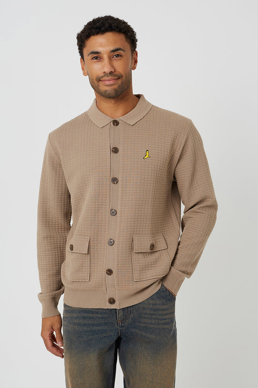 Brave Soul Beige Patch Pocket Knitted Cardigan - Beige Image 1