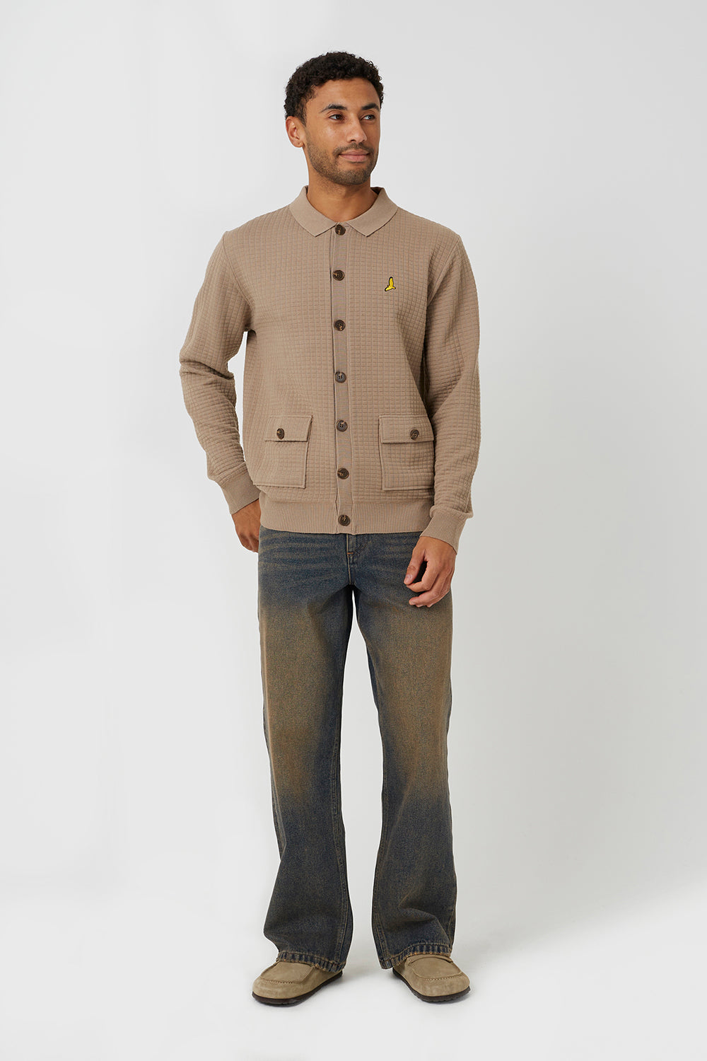 Brave Soul Beige Patch Pocket Knitted Cardigan - Beige Image 3