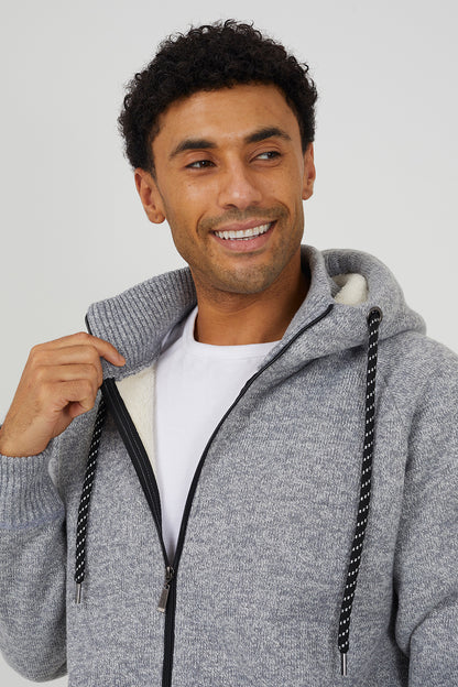 Brave Soul Light Grey High Neck Zip Through Hoodie - Light Grey Image 4