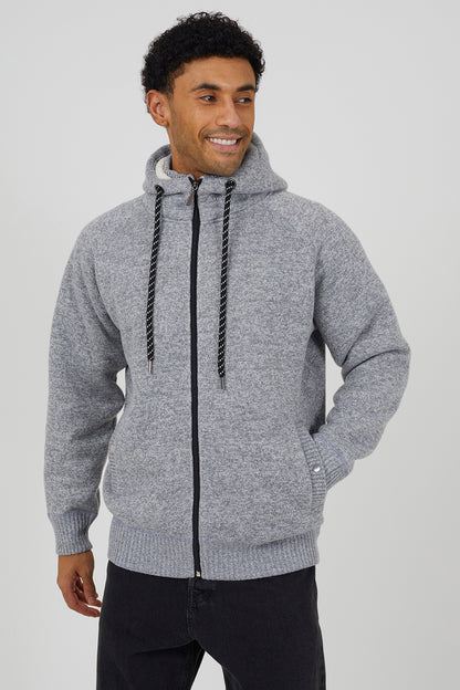 Brave Soul Light Grey High Neck Zip Through Hoodie - Light Grey Image 1
