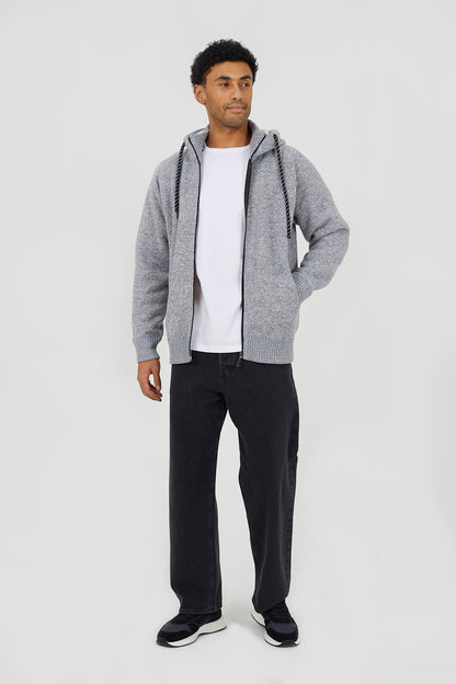Brave Soul Light Grey High Neck Zip Through Hoodie - Light Grey Image 3