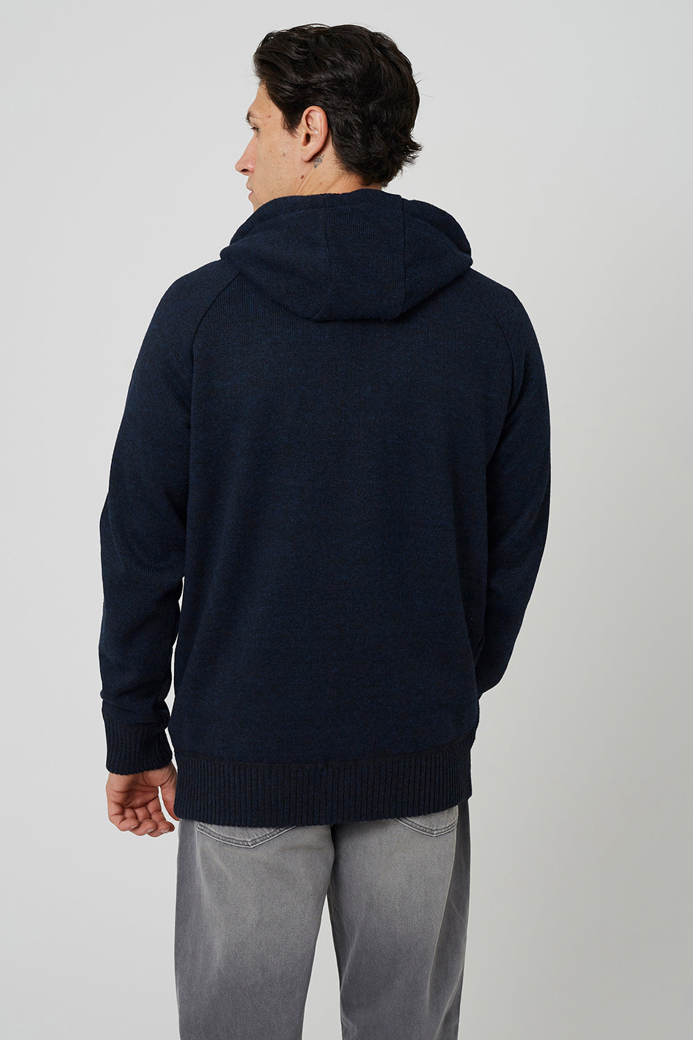 Brave Soul Dark Navy High Neck Zip Through Hoodie - Dark Navy Image 2