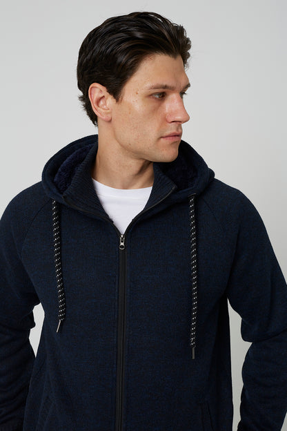 Brave Soul Dark Navy High Neck Zip Through Hoodie - Dark Navy Image 4