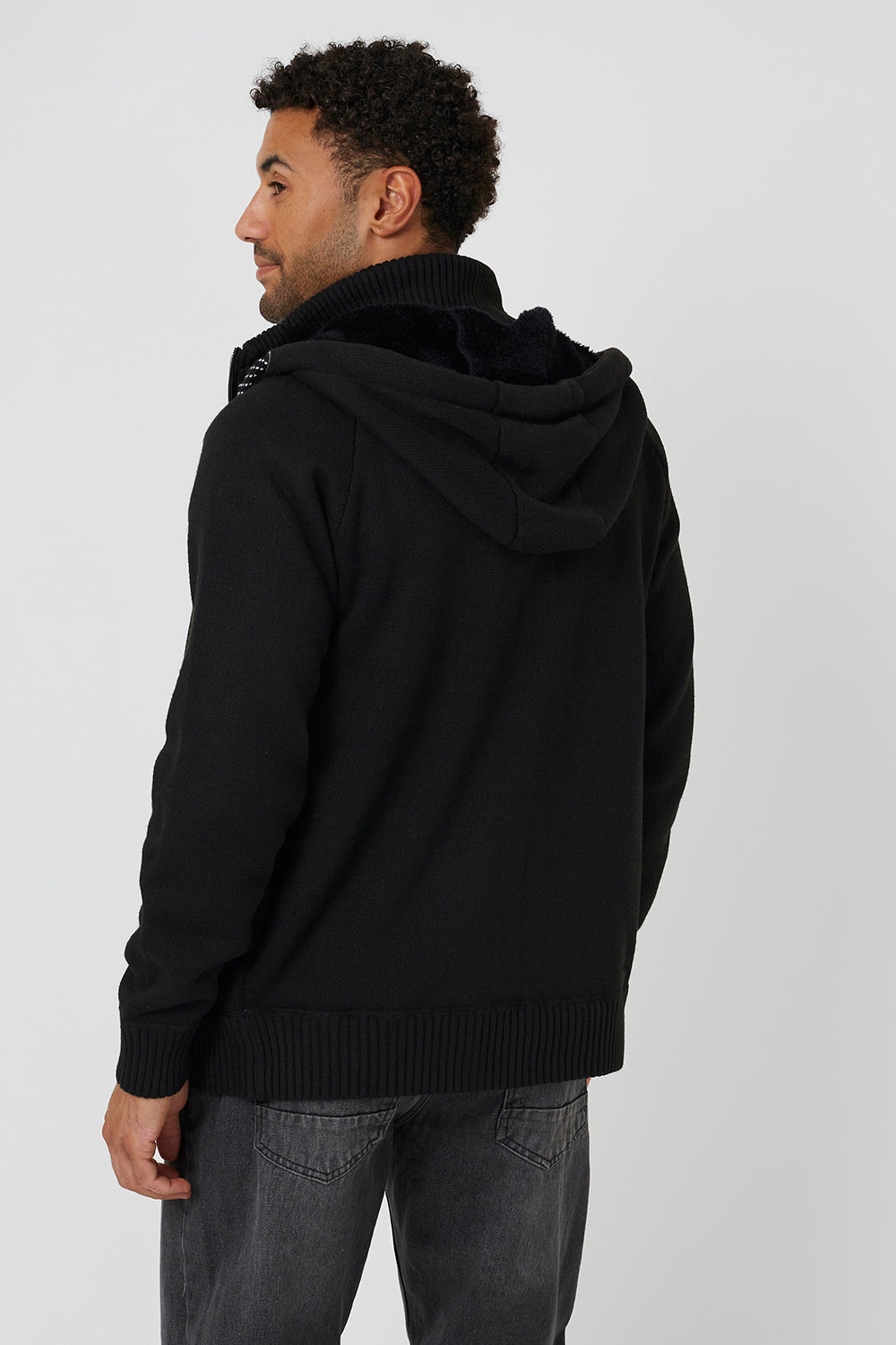 Brave Soul Black High Neck Zip Through Hoodie - Black Image 2