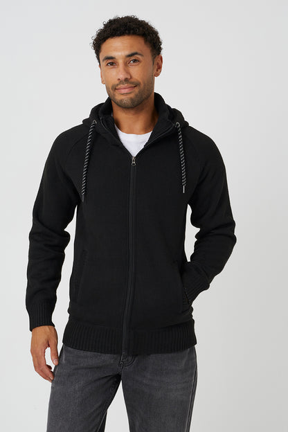 Brave Soul Black High Neck Zip Through Hoodie - Black Image 1