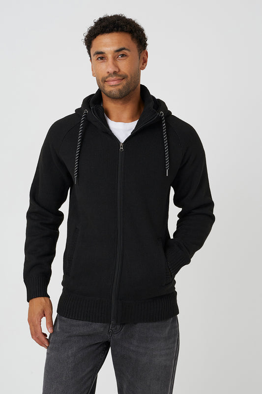 Brave Soul Black High Neck Zip Through Hoodie - Black Image 1