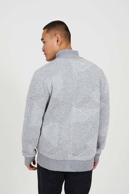 Brave Soul Grey Funnel Neck Zip Through Knitted Jumper - Grey Image 2