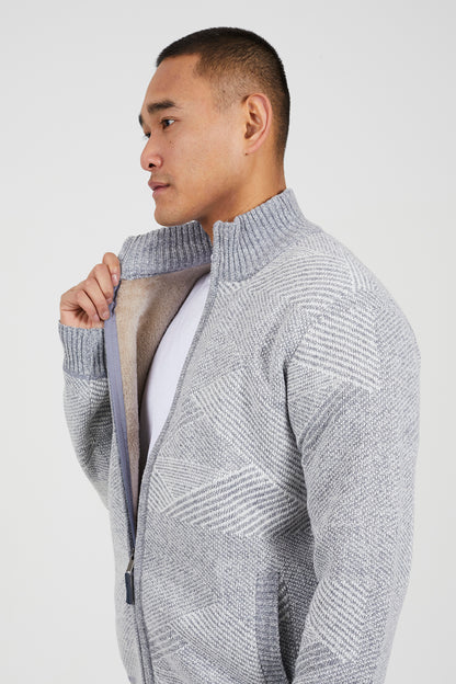 Brave Soul Grey Funnel Neck Zip Through Knitted Jumper - Grey Image 4