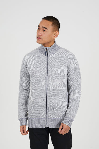 Brave Soul Grey Funnel Neck Zip Through Knitted Jumper - Grey Image 1