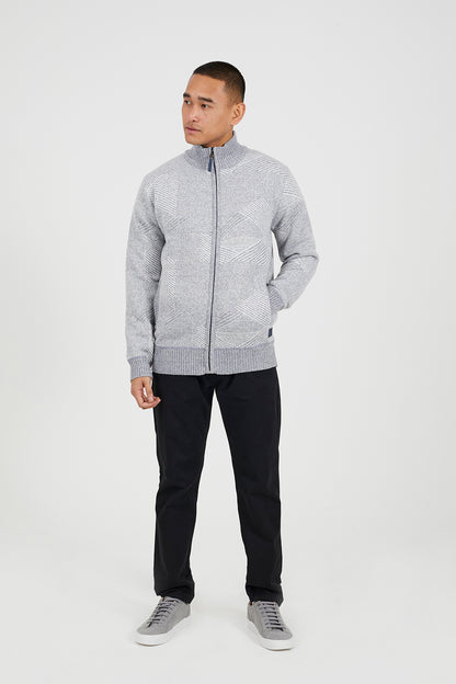 Brave Soul Grey Funnel Neck Zip Through Knitted Jumper - Grey Image 3