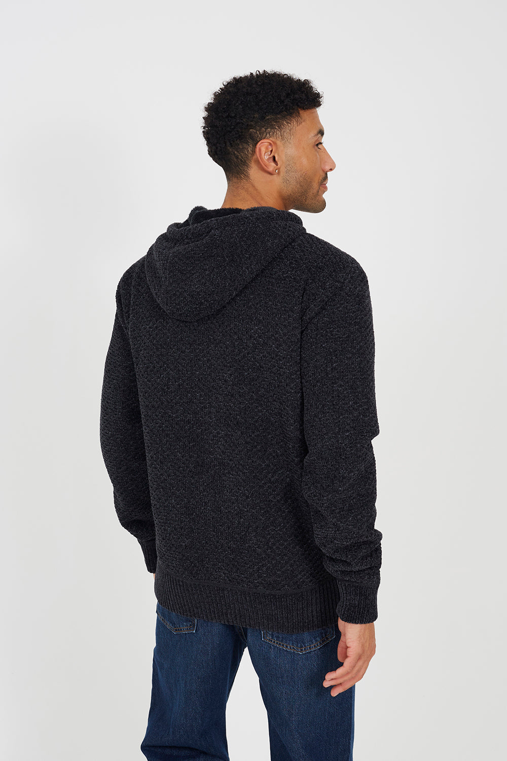 Brave Soul Mid Grey Full Zip Chenille Hoodie - Mid Grey Image 2