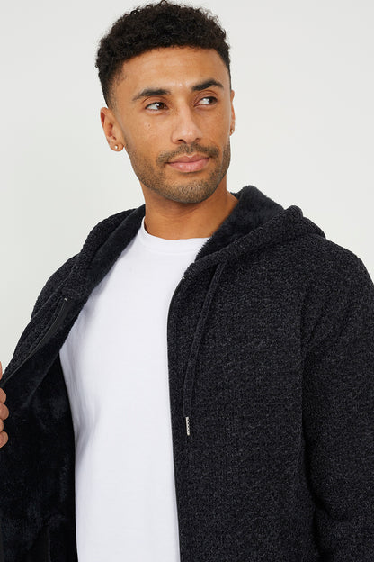 Brave Soul Mid Grey Full Zip Chenille Hoodie - Mid Grey Image 4