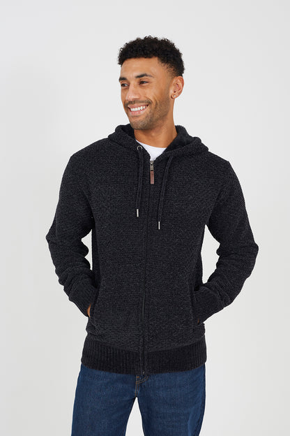 Brave Soul Mid Grey Full Zip Chenille Hoodie - Mid Grey Image 1