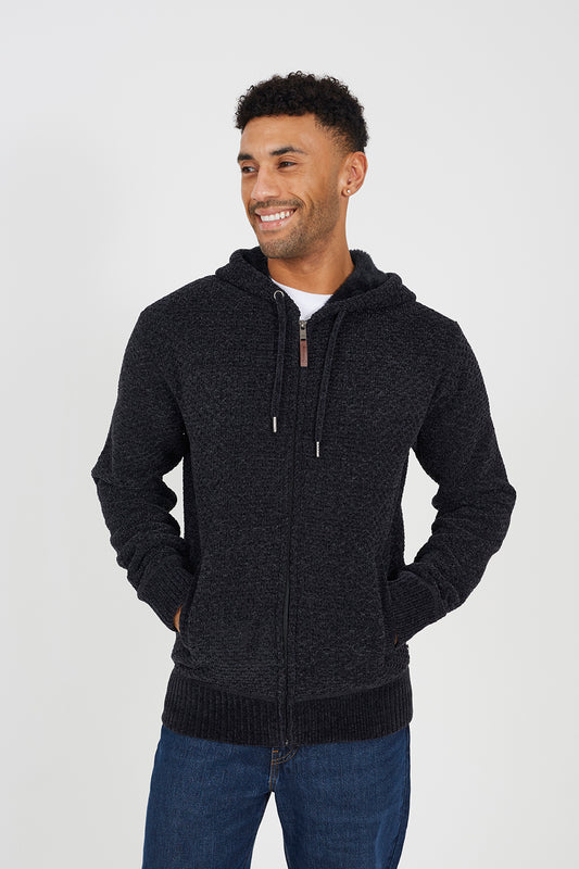 Brave Soul Mid Grey Full Zip Chenille Hoodie - Mid Grey Image 1