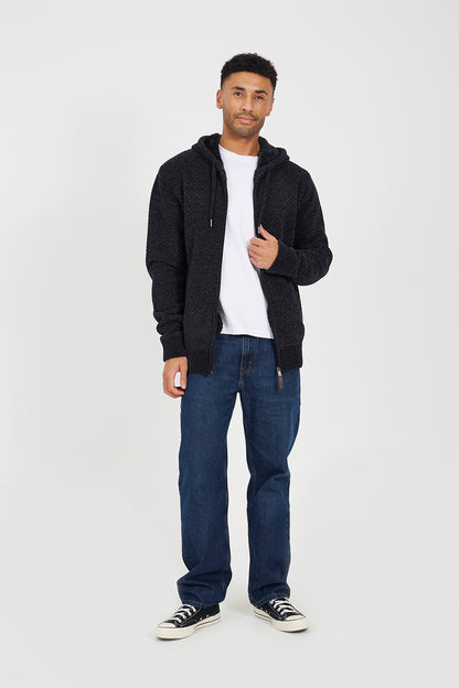 Brave Soul Mid Grey Full Zip Chenille Hoodie - Mid Grey Image 3