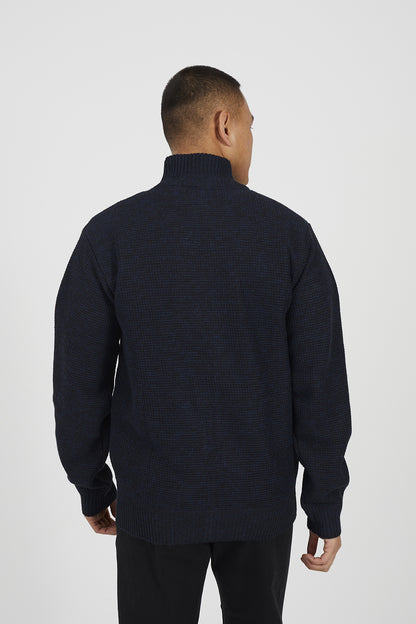 Brave Soul Navy Funnel Neck Jumper with Fleece Lining - Navy Image 2