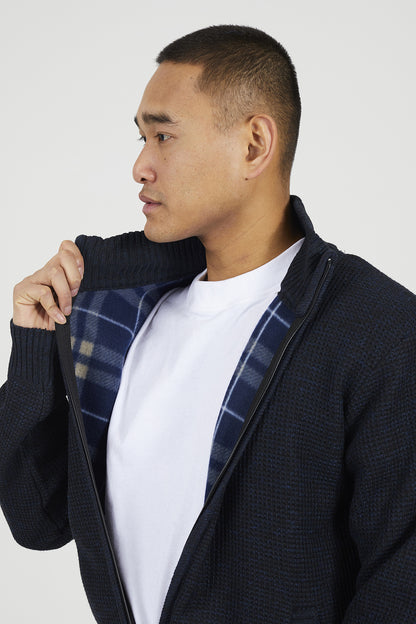 Brave Soul Navy Funnel Neck Jumper with Fleece Lining - Navy Image 4