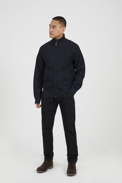 Brave Soul Navy Funnel Neck Jumper with Fleece Lining - Navy Image 3