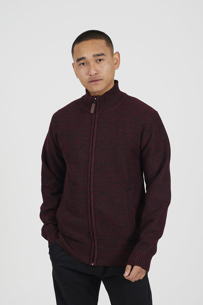 Brave Soul Burgundy Funnel Neck Jumper with Fleece Lining - Burgundy Image 1