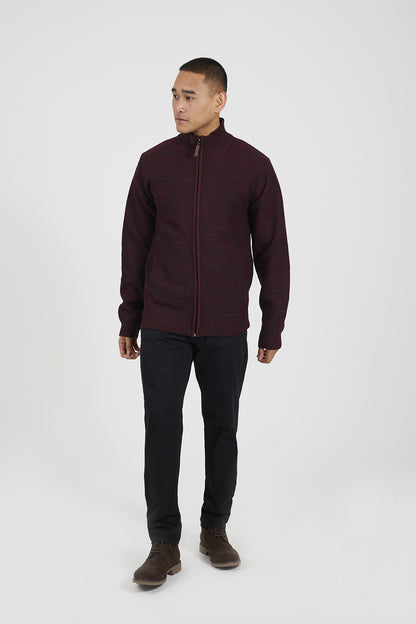 Brave Soul Burgundy Funnel Neck Jumper with Fleece Lining - Burgundy Image 3